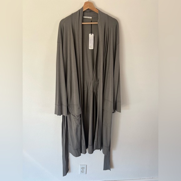 Sunday In Bed Grey Kimono Paris Soft Cotton Modal Long Sleeve Robe Size Large - Picture 6 of 12